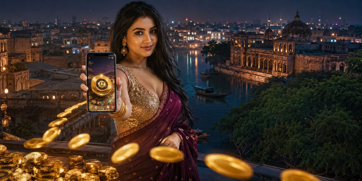 সুন্দরবনে একজন ব্যবহারকারী মোবাইলে টস প্রেডিকশন প্রোমোশন দেখছেন